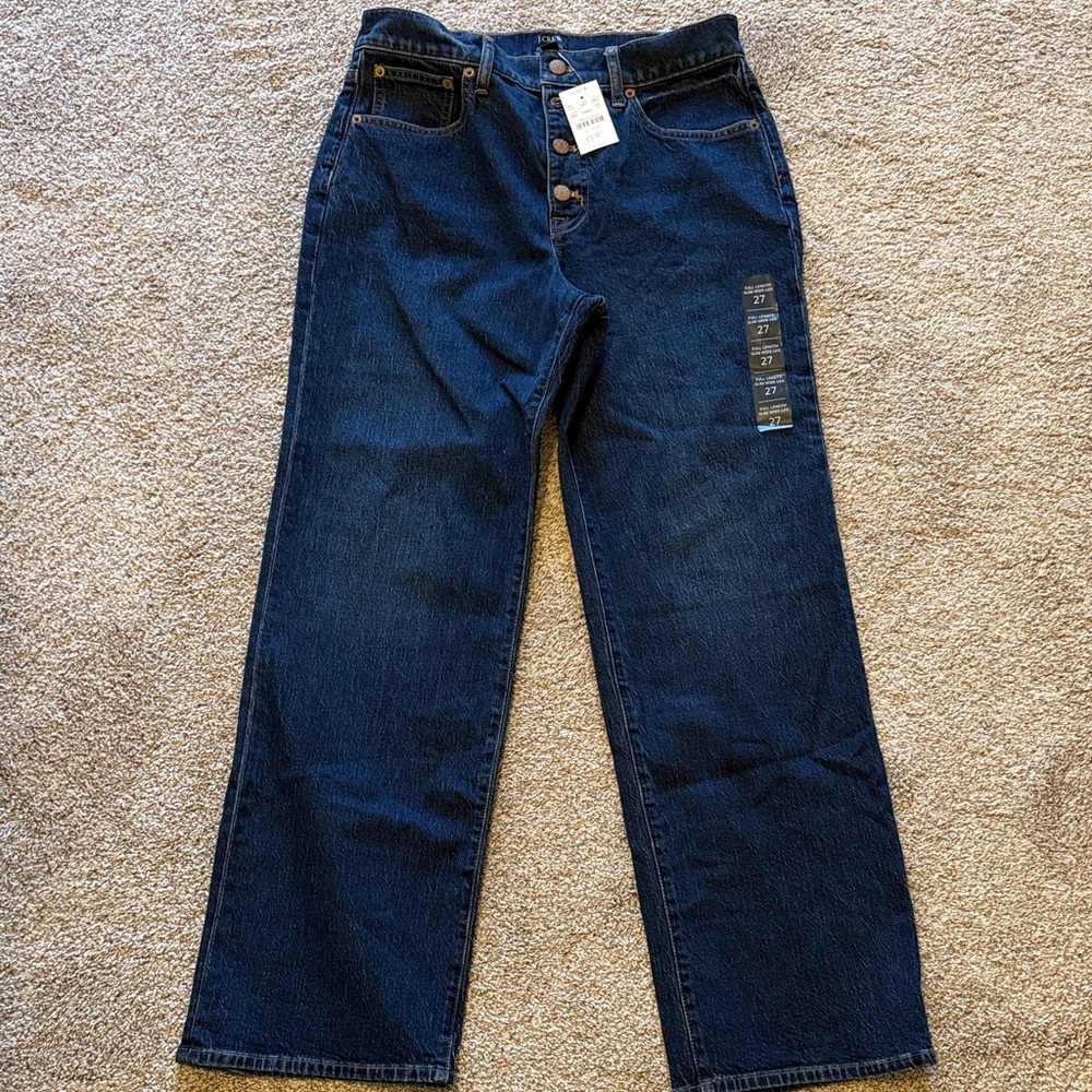 J. Crew Dark Blue High-Rise Wide Leg Jeans